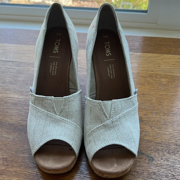 Toms wedge slip ons. Never worn outside - Picture 2 of 2